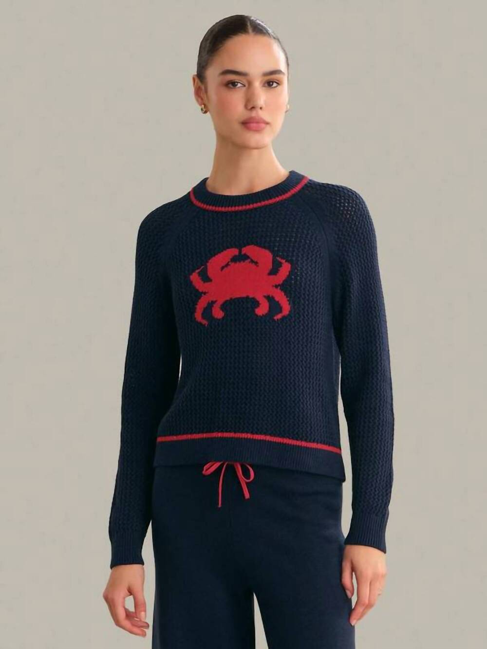 NEW 525 AMERICA jane crab pullover sweater in dark blue combo